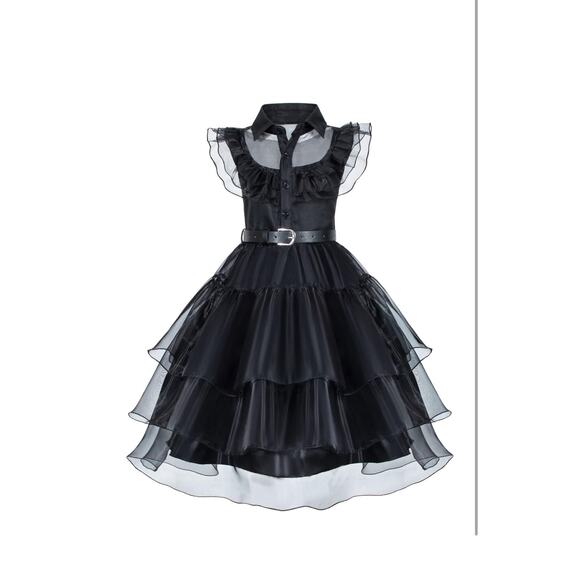 Wednesday Adam’s Girls Halloween Costume 5-6Y - Picture 4 of 8